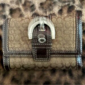 Authentic Coach Brown Monogram Wallet with Buckle